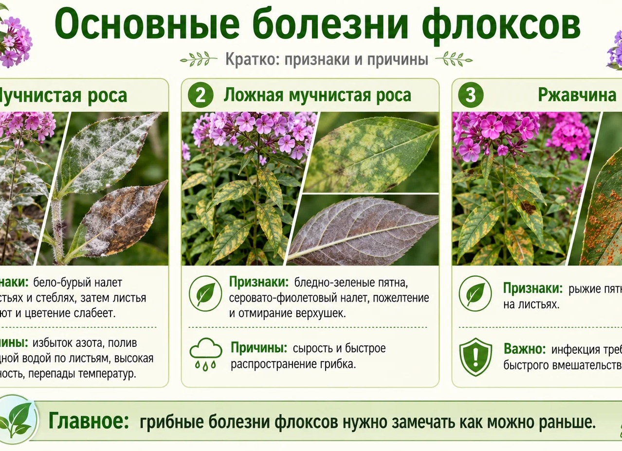 Болезни листьев у флоксов: описания с фото, лечение