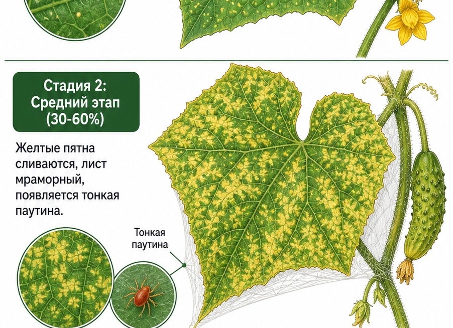 Как вывести паутинный клещ с огурцов в теплице