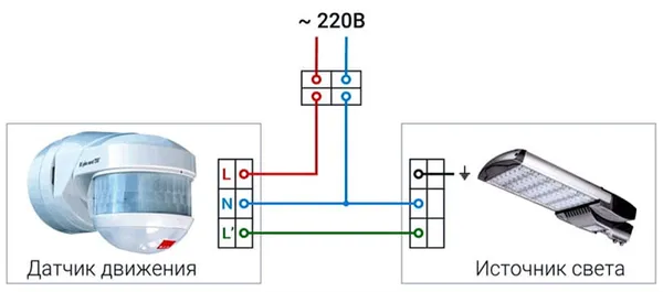 Схема подключения датчика движения для управления светом