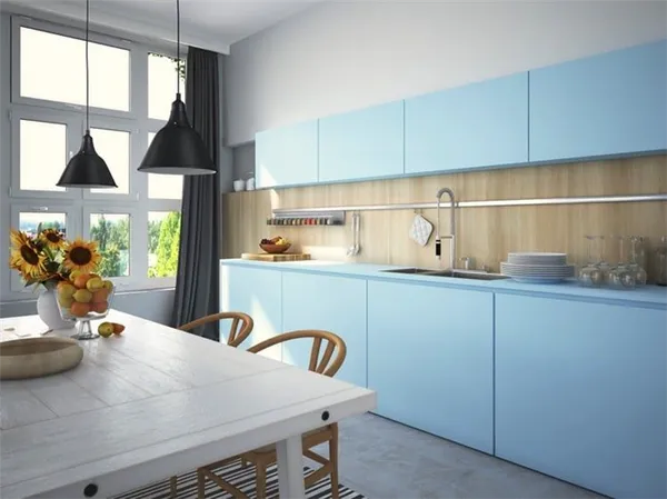 кухня голубая синь