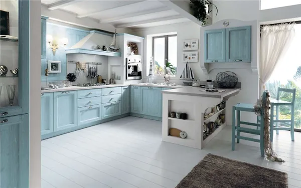 Голубая кухня: 70 лучших фото-проектов и советы по оформлению кухни. Голубой фартук на кухне с чем сочетается. 4