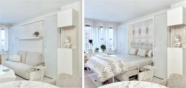 Как разместить кровать в однушке. Как отделить кровать в однокомнатной квартире. 5