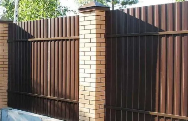 Это вид со двора на забор с двусторонней окраской