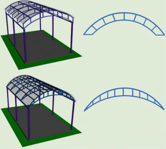 Металлические фермы-арки для строительства навесов
