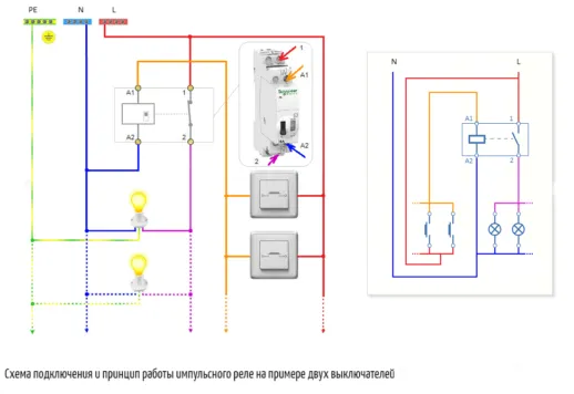 Как подключить импульсное реле дистанционного управления светом из различных мест жилого здания: 3 схемы с подробным объяснением для новичков. Как подключить импульсное реле. 9