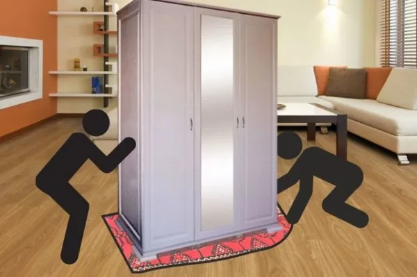 Методично и аккуратно: как передвинуть тяжелый шкаф самому и не повредить пол. Как пользоваться домкратом для мебели. 2