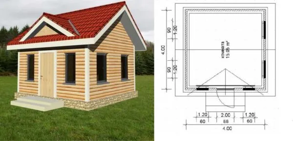 Маленький дачный дом из бруса 4*4 - совсем простой проект 
