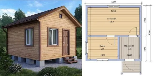 Одноэтажный дачный дом 5*5 метров: проект с планировкой 