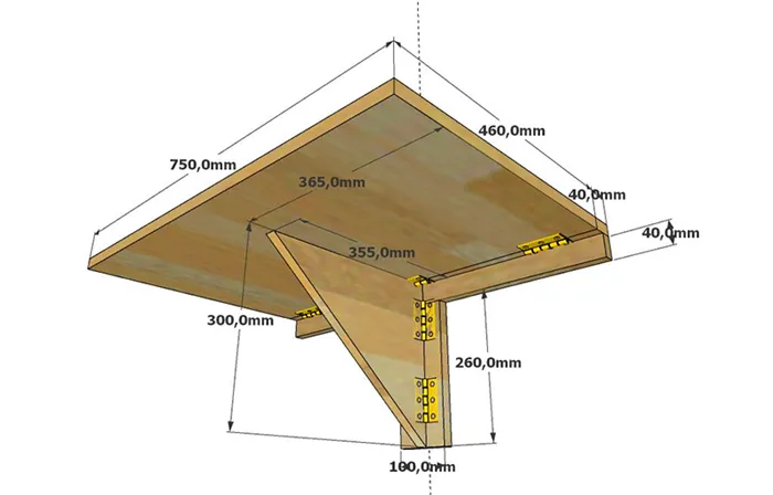 Чертёж откидного стола