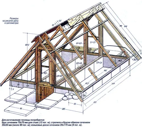 Чертёж зимней теплицы
