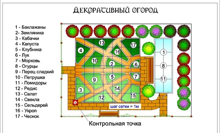 Схема размещения декоративных посадок