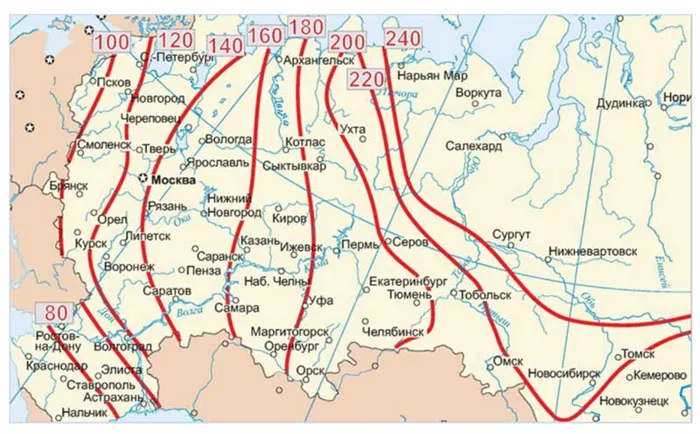 Карта промерзания грунта России