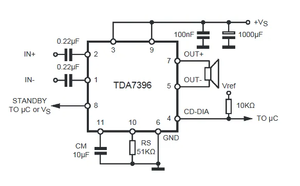 схема усилителя TDA7396