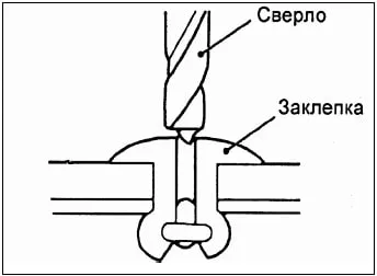 Высверливание заклепки