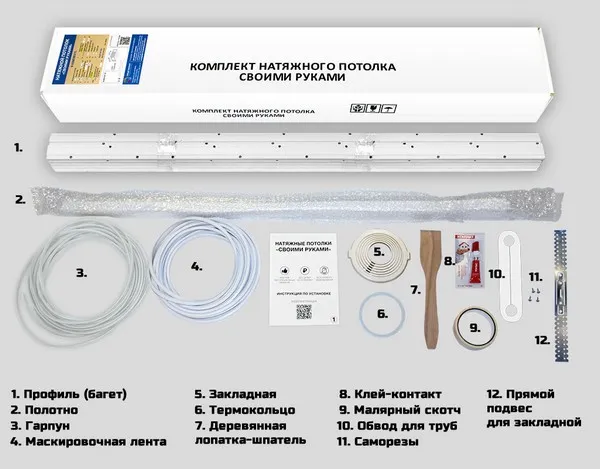 Комплект натяжного потолка своими руками