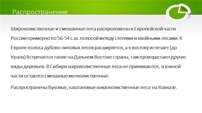 Широколиственные и смешанные леса расположены в Европейской части России.