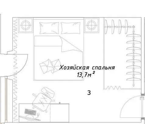 Дизайн спальни площадью 14 кв. м 7