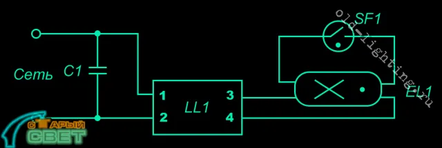 Схема работы люминесцентной лампы